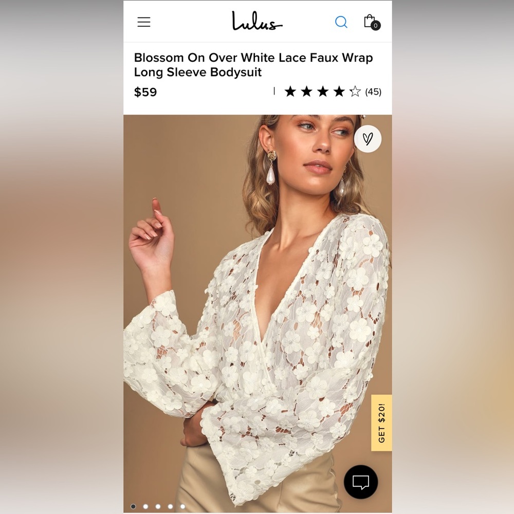 Lulus Lace Wrap Long Sleeve Body Suit White SM